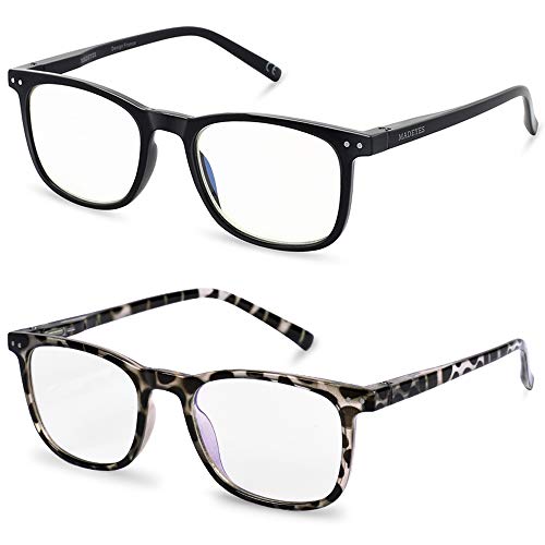 Gafas Luz Azul Hombre y Mujer - Gafas Proteccion Luz Azul Gafas Gaming, Gafas Ordenador Anti Luz Azul, Gafas Filtro Azul Antifatiga y Antideslumbrante, 2 Piezas