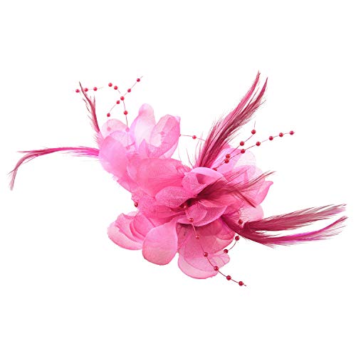 Gaoominy Pin Broche Pluma Tela Forma de Flores Fucsia para Mujer Chica Regalo