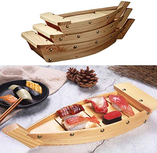 GCDN - Bandeja para Sushi (Madera), diseño japonés Plato para Sushi, Cocina, Utensilios, japonés, cuisín, Sushi, Barco, Sashimi, Plato, Cuenco, Madera, como se Muestra en la Imagen, 42x17x7.5cm