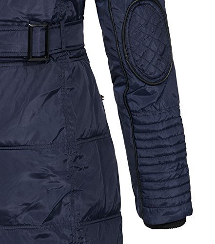 Geographical Norway Belissima - Chaqueta de invierno para mujer con capucha de piel XL azul marino S