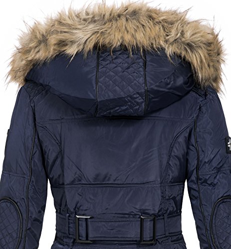 Geographical Norway Belissima - Chaqueta de invierno para mujer con capucha de piel XL azul marino S