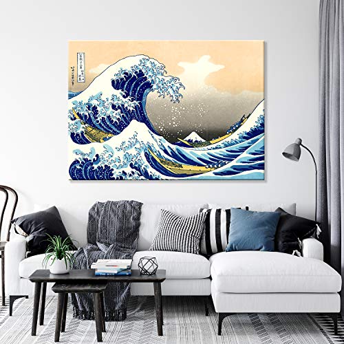 Giallobus - Cuadro - Impresion EN Lienzo - Hokusai - LA Gran Ola DE Kanagawa - 100 x 140 CM