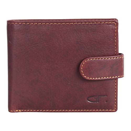 Gino Ferrari - Cartera de piel auténtica para hombre | Bloqueo RFID | Suave, suave, duradera, doble pliegue para tarjetas y monedero Marrón marrón oscuro Medium