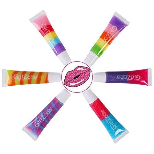 GirlZone Regalos para Niñas - Brillo De Labios para Niñas - 6 Sabores Deliciosos y Afrutados - Maquillaje Niñas - Lipgloss Ideal Cumpleaños - Regalo Niña 3 a 12 Años