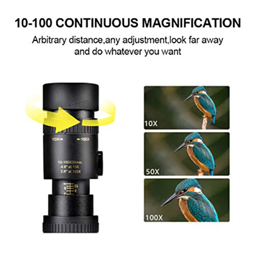 Gizayen 2020 New HD 4K 10-300X40mm Super Telephoto Zoom Monocular Telescope for Beach Travel, Black