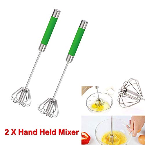 GJJSZ Batidor de Huevo, 2 X Mezclador de Prensa de Mano Batidor Batidor Batidor Batidor de Huevo Gire la licuadora,Cocina,Revuelva la Crema de Pastel de Huevo Gadget para Hornear-2 Piezas