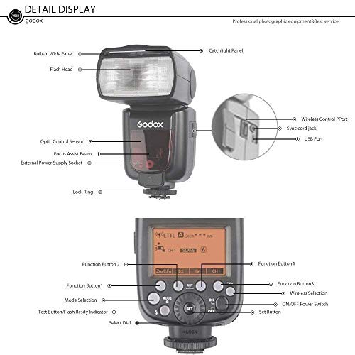 Godox Ving V860II-S 2.4G TTL Li-on Batería Cámara Flash Speedlite para Sony HVL-F60M,HVL-F43M, HVL-F32M(V860II-S)