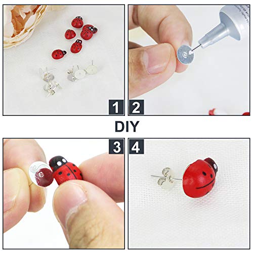 GOLRISEN 100 pares Postes de Pendientes de Acero Inoxidable con Tuercas de Mariposa,Hipoalergénico,Aretes para Mujer y Hombre,6mm y 8mm Redondos en Blanco DIY Material para Hacer Pendientes Originales