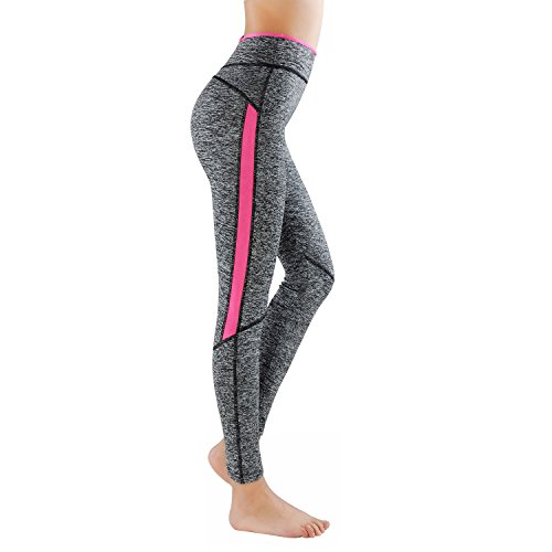 GoVIA L&K-II Leggins para Damas Pantalones Deportivos Largos para Training Running Yoga Fitness Transpirables con Cintura Alta 4113 Rosa L/XL