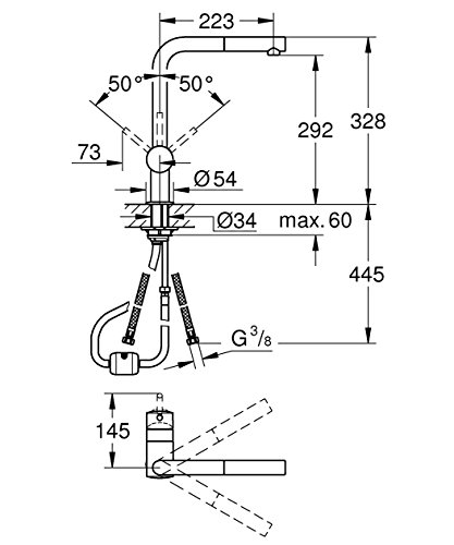 Grohe Minta - Grifo de fregadero 1/2", caño en L, cromo (Ref. 32168000)