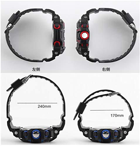 GSCCC Cara Grande al Aire Libre del Reloj del Deporte LED de Doble Pantalla electrónica de los Hombres del Reloj Multifuncional por Masculino, Impermeable WatchGMT Hora Dual Red Camouflage