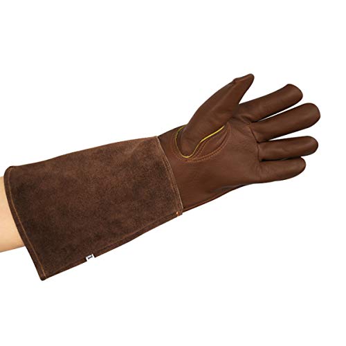 Guantes de poda CCBETTER con mangas extralargas de piel de vaca para hombres y mujeres, de piel de cabra transpirable a prueba de espinas, guantes de jardinería para jardineros y agricultores