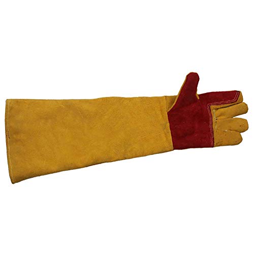 Guantes de soldadura de cuero de 60 cm de manga extralarga, guantes de trabajo a prueba de corte, espesar extremos resistentes al calor guantes de trabajo proteger, guantes de chimenea/jardinería