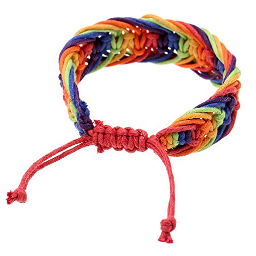 Gudeke La amistad del arco iris de la cuerda pulsera de tela escocesa del Hippie trenzados algodón del orgullo gay Muñequera