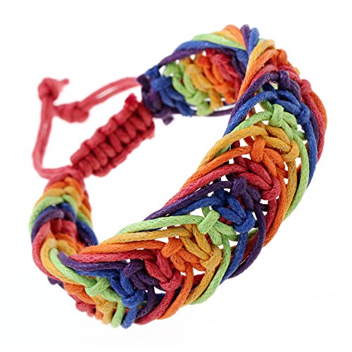 Gudeke La amistad del arco iris de la cuerda pulsera de tela escocesa del Hippie trenzados algodón del orgullo gay Muñequera