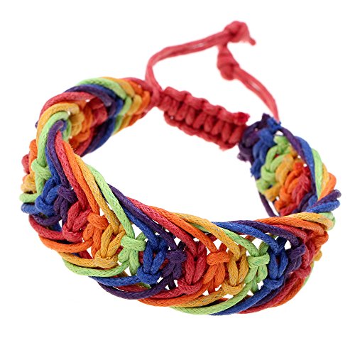 Gudeke La amistad del arco iris de la cuerda pulsera de tela escocesa del Hippie trenzados algodón del orgullo gay Muñequera