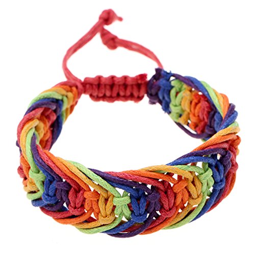 Gudeke La amistad del arco iris de la cuerda pulsera de tela escocesa del Hippie trenzados algodón del orgullo gay Muñequera