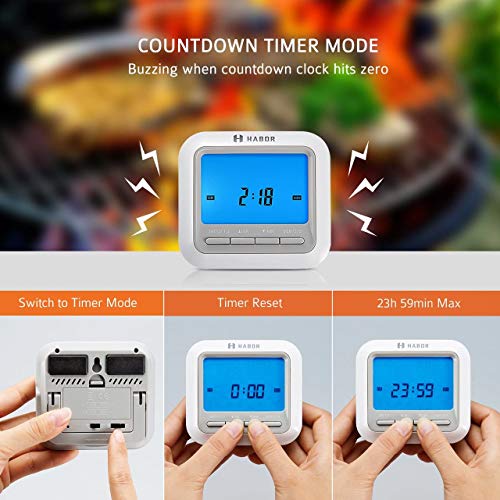 Habor Termómetro Digital de Cocina, Termómetro Horno con Sonda Larga para Alimentación, Carne, Parrilla, Barbacoa, Leche, Caramelo y Baño de Agua, Lee rápidamente y Apoyo Apagado Automático