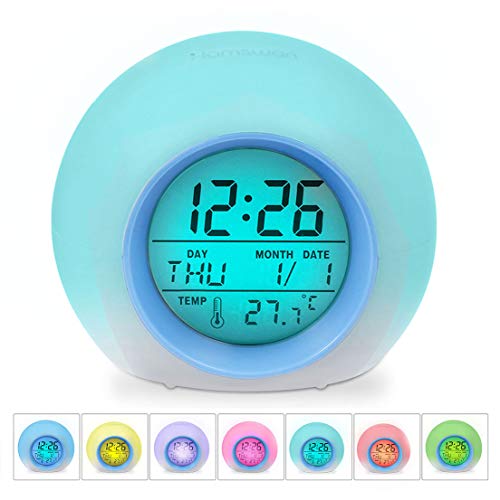 HAMSWAN Despertadores, [Regalos] Reloi Alarma, Clock, Despertadores Cambiado Entre 7 Colores con 8 Tonos, Tempreatura para Padres Estudios y Niños ect.