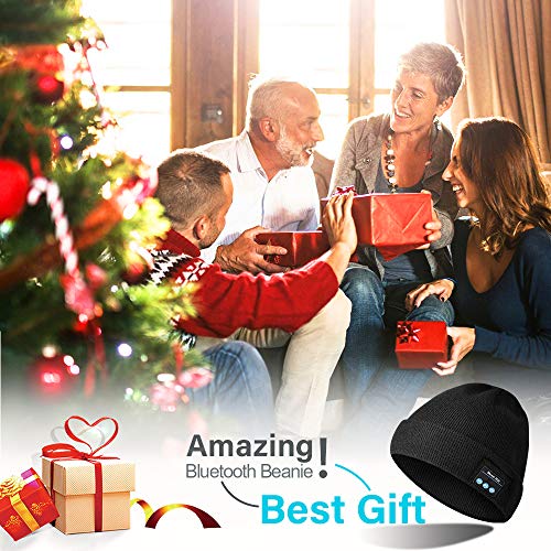 HANPURE Bluetooth Beanie Hat, Regalo para Hombres y Mujeres, Bluetooth 5.0 Music Running Hat Actualizado, Auriculares Inalámbricos Altavoces Incorporados con USB Recargable para Deportes (Negro)