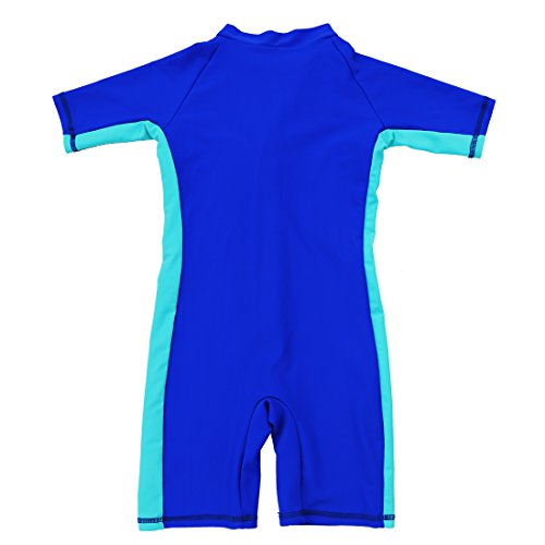 HaoLian - Niños Ropa de Baño Deportivo con Protección Solar para Deportes Acuáticos Bañador de Natación para Buceo Surf Playa Azul- Talla 2XL/ES 9-10 Años