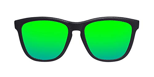 HAWKERS Gafas de Sol, Hombre y Mujer, con Montura Negra Mate con Trama y Lente Esmeralda Efecto Espejo, Protección UV400, Carbon · Emerald, One Size Unisex-Adult