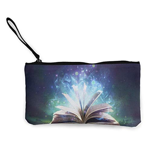 Hdadwy Libro embrujado con Bolso de Lona con Cremallera Que Brilla en la Oscuridad, Bolso de Maquillaje Personalizado para Dama, Bolso, Maleta Accesorios para Mujer