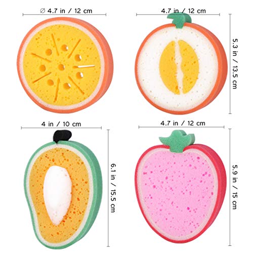 HEALIFTY Baño de frutas Baño de esponja Cepillos Esponjas de baño Fregadoras para niños Niños 4pcs