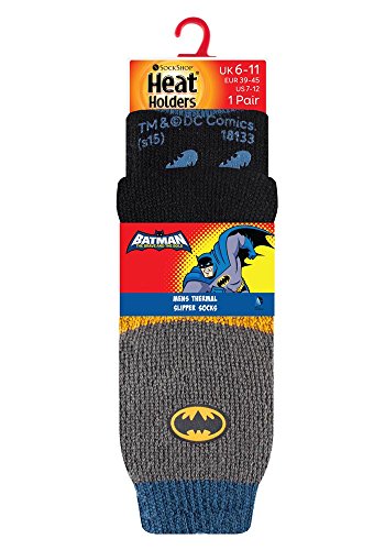 HEAT HOLDERS - Hombres Niños Niño Niña Marvel Suave Invierno Térmico Antideslizante Calientes Calcetines (39-45 eu, Batman)