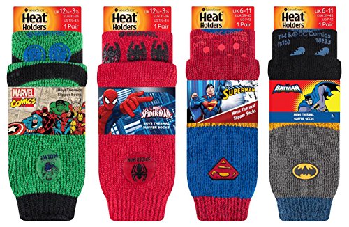 HEAT HOLDERS - Hombres Niños Niño Niña Marvel Suave Invierno Térmico Antideslizante Calientes Calcetines (39-45 eu, Batman)