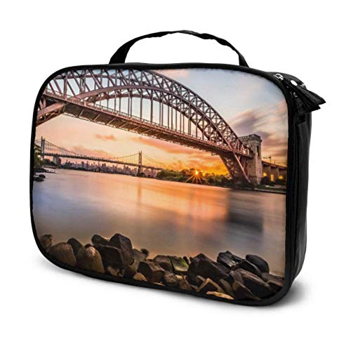 Hell Gate y Triboro Bridge At Sunset In Astoria Bolsa de Viaje Cosméticos Cosméticos Bolsa de Viaje Bolsas de Regalo de Maquillaje Bolsa Impresa multifunción para Mujeres