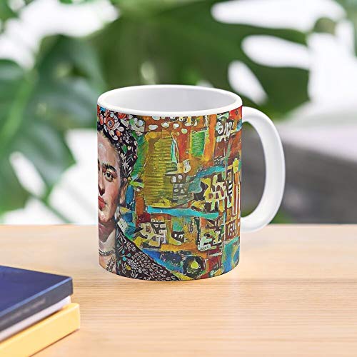 hellofresh Mexican Portrait Vivid Kahlo Frida Mature Tribute Painter Best Mug Tiene 11oz de Mano Hechas de cerámica de mármol Blanco