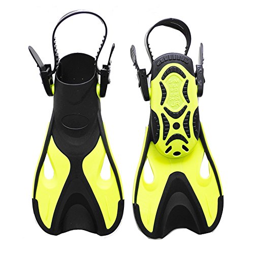 Hemore Aletas Boots & Aletas Self Adjusting para Submarinismo, apnea, y Nadar Amarillo & Negro Aletas de Buceo Unisex Aletas, Gelb&Schwarz, S/M (24-29/US9-13)