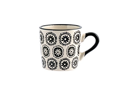 H&H Vhera - Juego de 6 tazas de café, Stoneware, blanco/negro, 90 ml