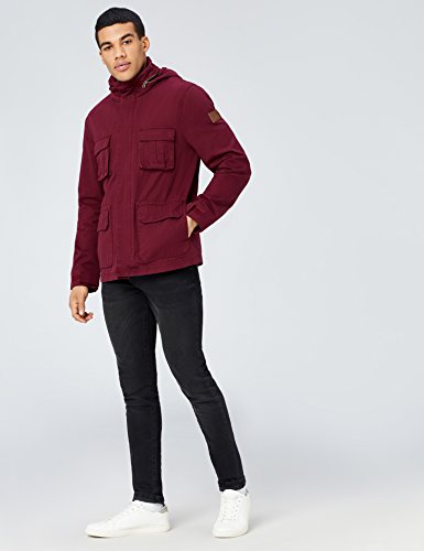 HIKARO Parka Corta Hombre, Rojo (Burgundy), 50 (Talla del fabricante: Medium)