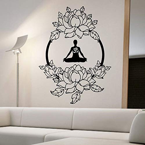 HNXDP Meditación Buda Hola Yoga Etiqueta de la pared Decoración para el hogar Lotus Tatuajes de pared Sala de estar extraíble Dormitorio Wallpaper Art Mural 58cmx43cm