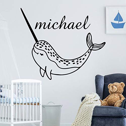 HNXDP Nombre personalizado clásico Ballena Decoración para el hogar Decoración de acrílico moderna Calcomanías de pared impermeables Decoración para el hogar Papel pintado 57cmx67cm