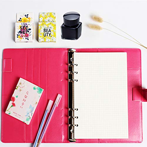 Hojas de Recambio ZKSM Papel de Recambio A5 con 6 Anillas, Papel de cuadros 135 Hojas/270páginas para Agenda Filofax Bullet, Objetivos(8.26x5.59 Pulgada)