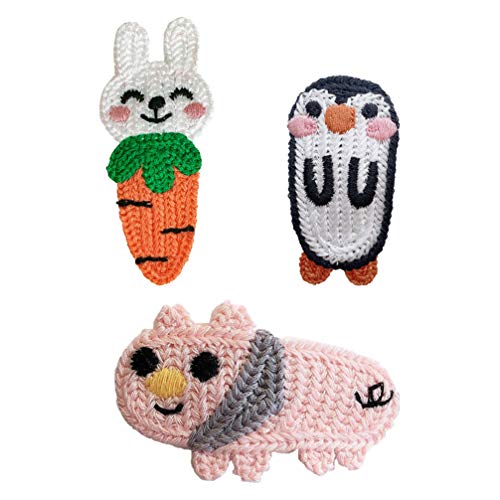 Holibanna 3 Piezas Pinzas para El Pelo de Animales Horquillas de Lana Tejidas para Niños Horquillas Zanahoria Conejito Pingüino Gato Dibujos Animados Pasador para Mujeres Niñas Accesorios