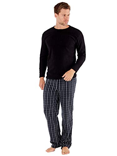 Hombre SaneShoppe Top Térmico, Forro Polar Pantalones Cálido Pijamas Juego - sintético, Negro, Grande-L