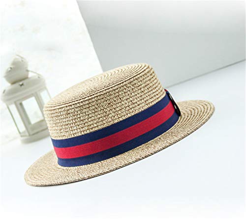 Hombres Sombrero de Paja Vestido de Hombre Sombrero de Paja Braid Boater Campaña Peluquería Cuarteto Sombrero de Paja para el Verano en la Playa o en Vacaciones (Color : Beige, tamaño : Un tamaño)