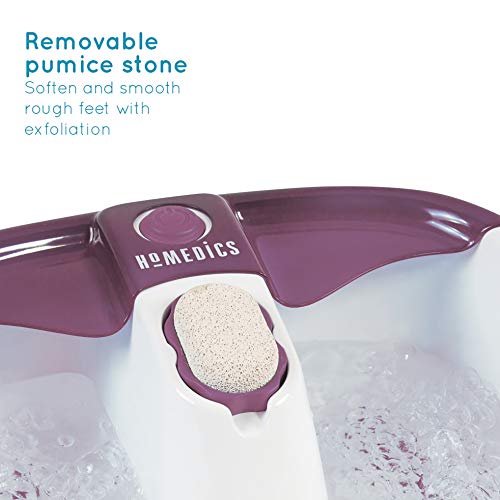 HoMedics Bubblemate Baño de Pies Hidromasajeador, Burbujas Masajeantes relajantes, Exfoliación con Piedra Pómez Integrada para Pedicura, Estimula la Circulación Sanguínea