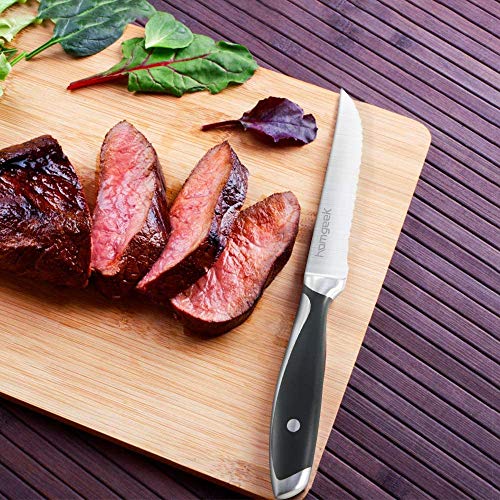 homgeek Cuchillos de Carne, Juego de 6 Cuchillos de Mesa de Acero Inoxidable, Cuchillos de Mesa de Alta Calidad, Cuchillos de Filete Cuadrado Estilo Alemán con Mango de Ergonómico, Cuchillos Cocina