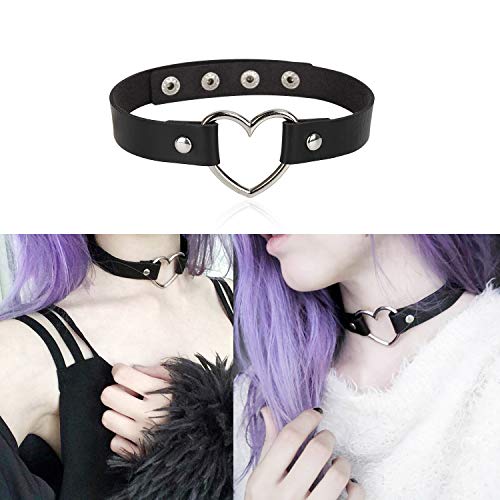 HONGXIN-SHOP Gargantilla Punk Rock Choker Collar de Piel Ajustable Gótico Forma de Corazón para Hombre Mujer 6 Unidades