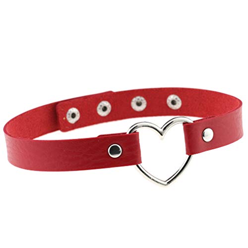 HONGXIN-SHOP Gargantilla Punk Rock Choker Collar de Piel Ajustable Gótico Forma de Corazón para Hombre Mujer 6 Unidades