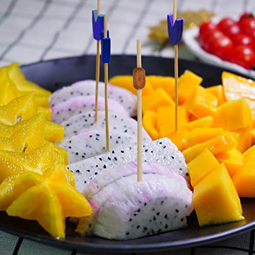 HONGXIN-SHOP Palillos de Cóctel Multicolor Brochetas de Bambú Palillo de Frutas para Cóctel Cumpleaños Fiesta y Boda Tarta Tapas Aperitivo Canapes Pincho Fruta Decoración 100 Piezas