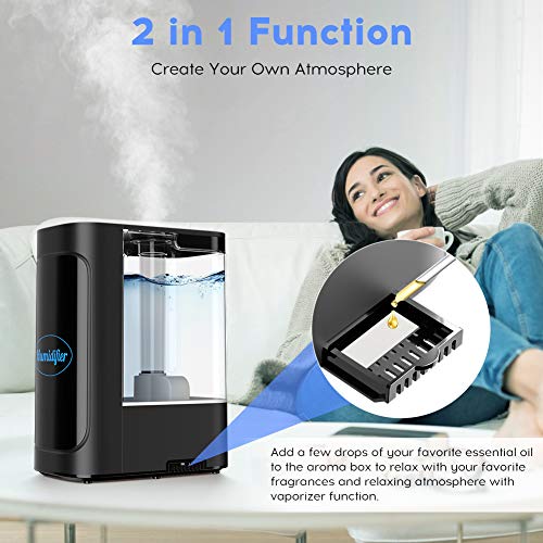 Humidificador Ultrasónico de 4,5 L Humidificador de Aire con Control Remoto y Monitor de Humedad Humidificador, Pantalla LED, Temporizador 1-12 H, Difusor de Aroma para Dormitorios de Bebés