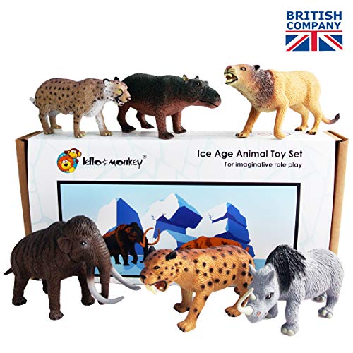 Ice Age Pre-Historic Plastic Toy Figures boxed set of 6 by Lello and Monkey