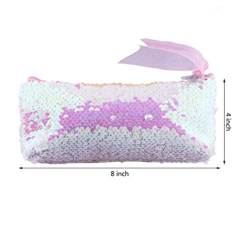 IEFIEL Bolso de Lápiz Escolar Mini Bolso de Mano Para Noche Cosméticos Moda Estuche De Maquillaje DIY Con Lentejuelas Reversibles Rosa Talla Única