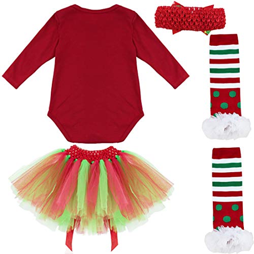 IEFIEL Conjunto Infantil de Carnaval Navidad Reyes Fiesta Body Pelele + Falda Estilo de Vestido Algodón para Recién Nacido Bebé Niña Reno 6-9 meses